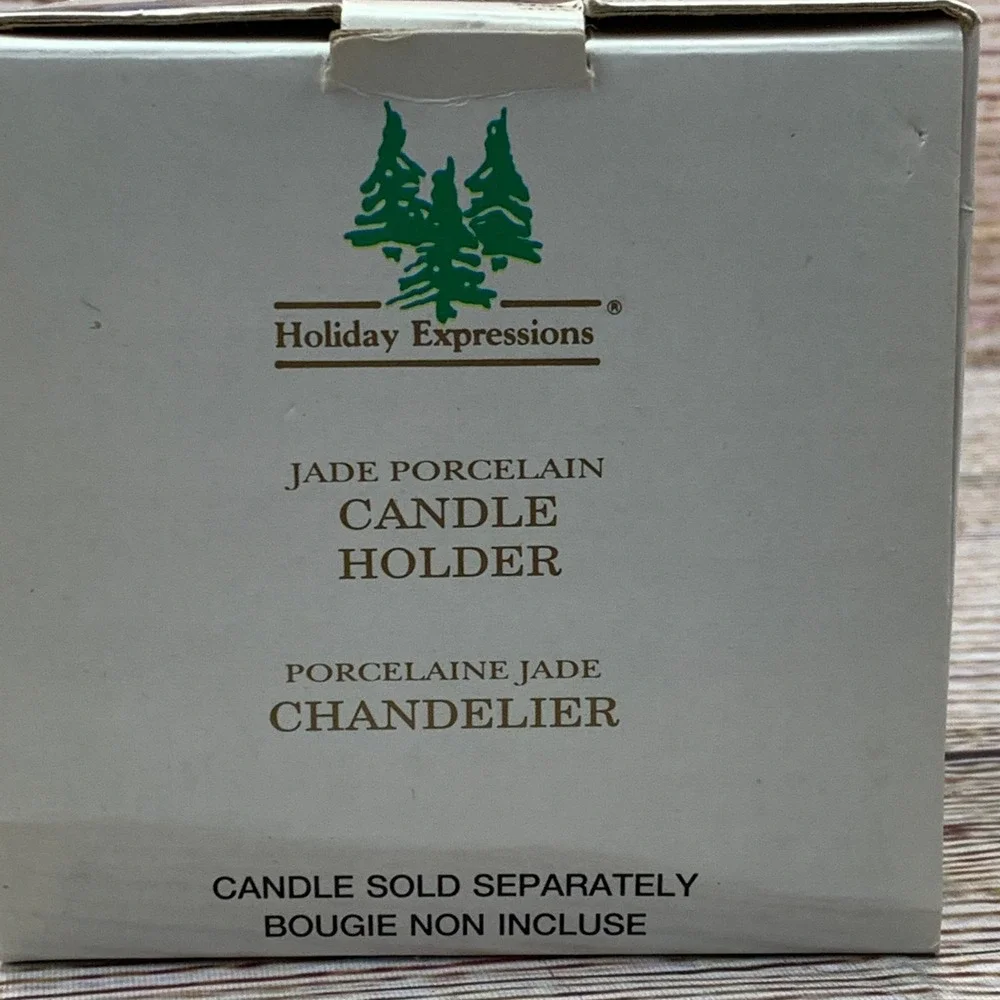 Holiday Expressions Porcelain Jade Chandelier Angel Candle Holder Unused in Box‎